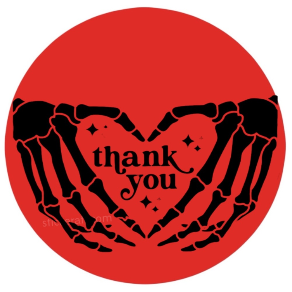 skeleton Heart Hands Envelope Seal, Halloween stickersThank You Envelope Seals - Picture 3 of 4